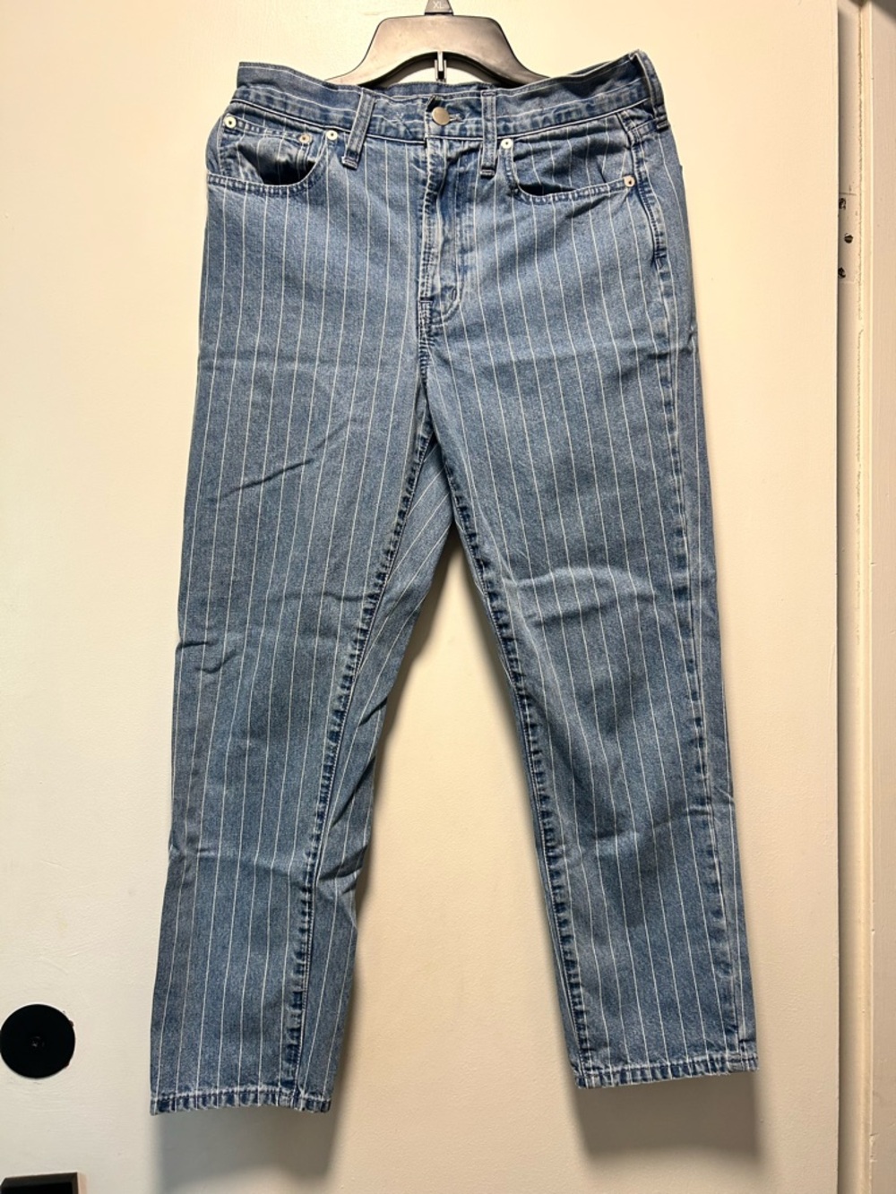 Madewell Women's Blue Pinstripe Straight-Leg Jeans